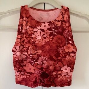 OFFLINE by Aerie Activewear Tank Top Floral Butterfly in Red and Pink Size XS